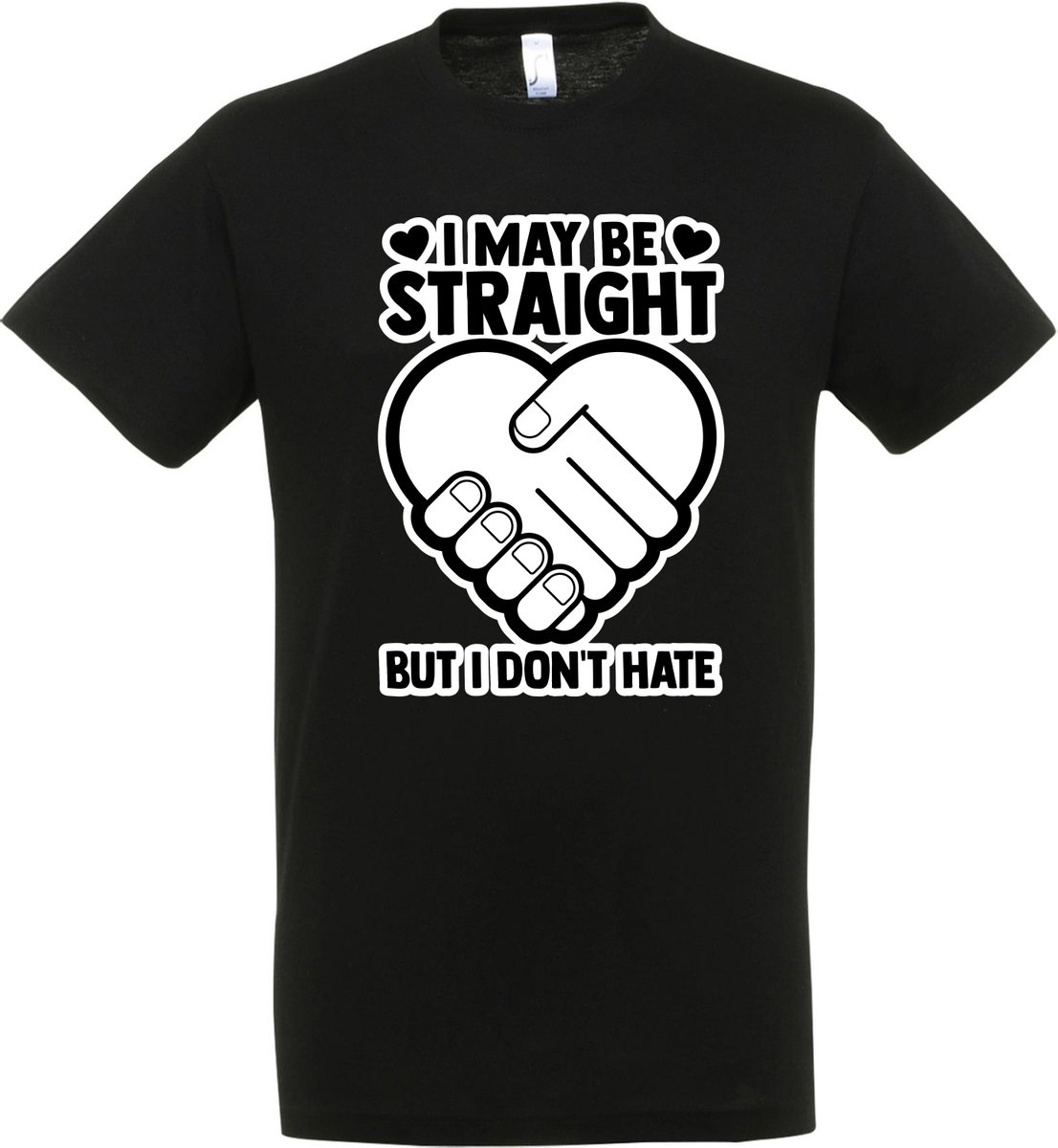 T-shirt I May Be Straight | Regenboog vlag | Gay pride kleding | Pride shirt | Zwart | maat L